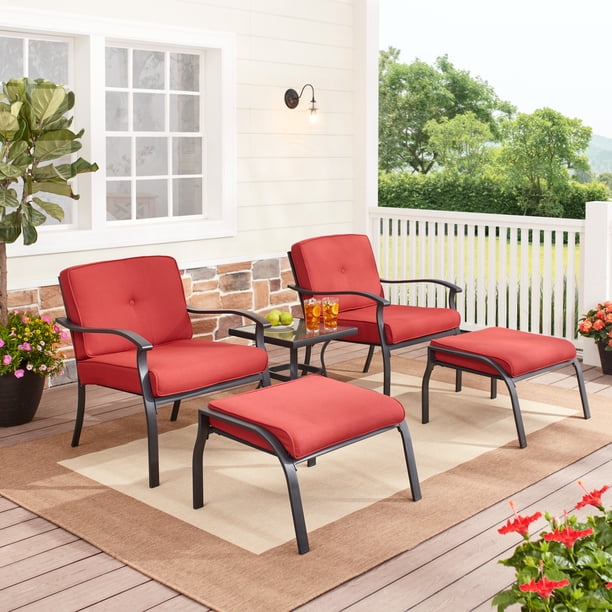 Mainstays Belden Park 5Piece Outdoor Furniture Patio Leisure Set, Red