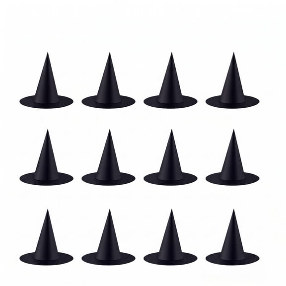 Mini Party Hats Black Paper Witch Hat Shaped Decorations 12 Pack for Indoor Outdoor Halloween Party Favors Home Table Decor and Diy Halloween Crafts