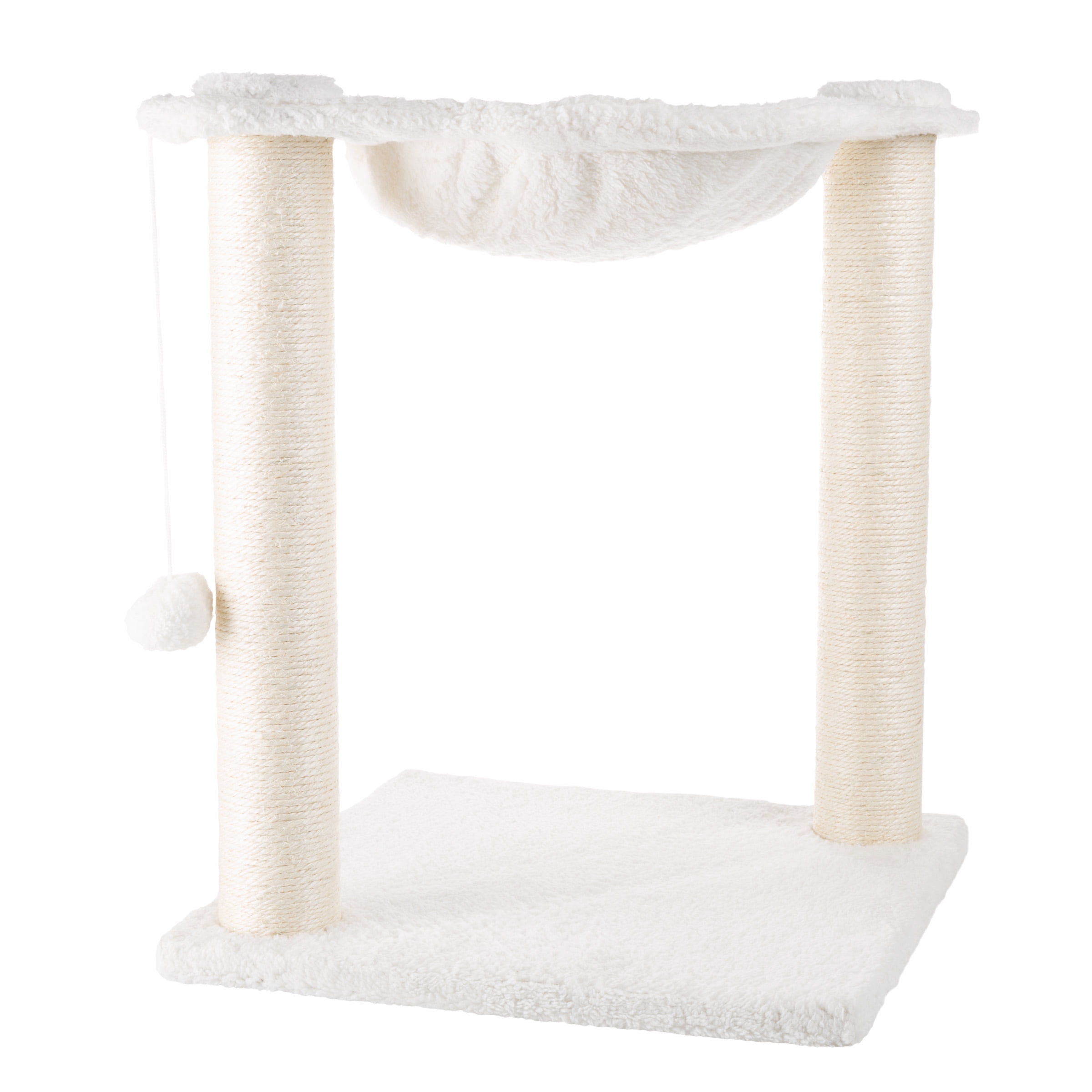 PETMAKER Cat Hammock with Scratching Posts for Indoor Cats (White)