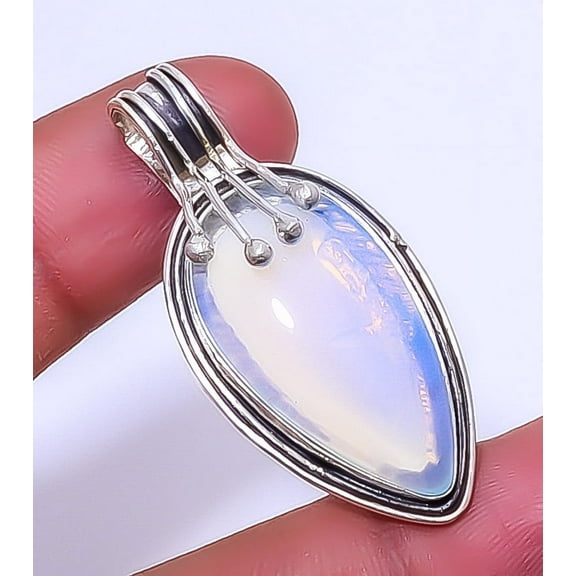 Milky Opal Handmade 925 Sterling Silver Pendant 1.56" P7797-45, Christmas Gift, Gemstone Silver Jewelry, Opal Pendant, New Year Sale