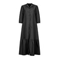 thumbnail image 4 of Tarmeek Wedding Guest Dresses Women's Fashion Round Neck Loose Three Quarter Sleeve Solid Ankle-Dress Long Dress Fall Dresses for Women 2022,Plus Size Cocktail Dresses for Wedding,Party, 4 of 8