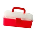 thumbnail image 3 of M Buder Caja de Almacenamiento Plegable de Tres Capas Organizador de Plástico Multiusos con Asa Portátil Rojo (29 cm / 11.4 inches), 3 of 9
