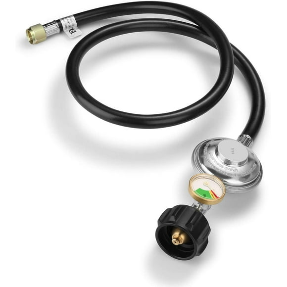 shiyou-2FT Propane Regulator Hose with Tank Gauge, Low Pressure Gas Regulator Most for LP Grill, Fire Pit, Heater and Propane Appliances, 3/8 Female Flare Fitting, CSA Certified