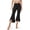 Black, variant on G4Free Stretch Capri Dress Yoga Pants for Women with Pockets Ruffle Bell Bottom Leggings