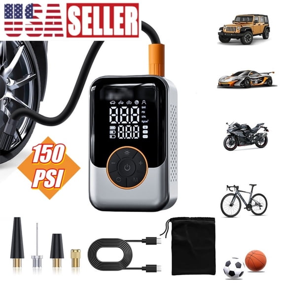 Venoro 150 PSI Air Compressor Tire Inflator Fits Car Moto Bike Tires Air Pump Cordless