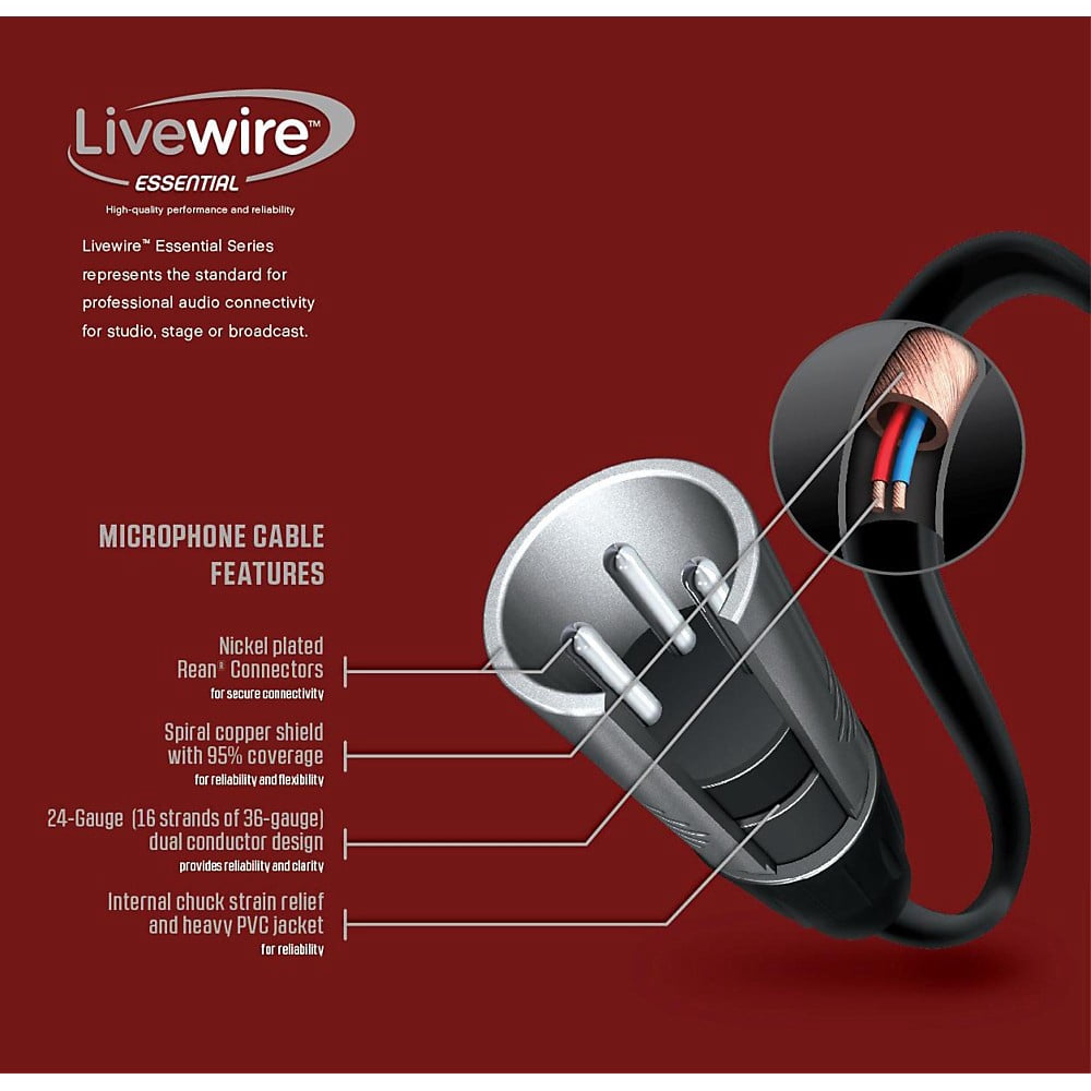Livewire Essential XLR Microphone Cable 5 ft. Black