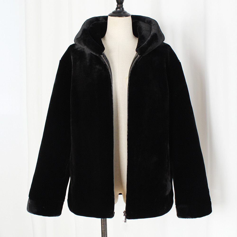 Olyvenn Mens Ladies Warm Faux Furry Coat Jacket Winter Solid Zip Up Hoodie Outerwear 2023 Trendy Thick Fleece Overcoat Black 10, Men's, Size: XL US(10