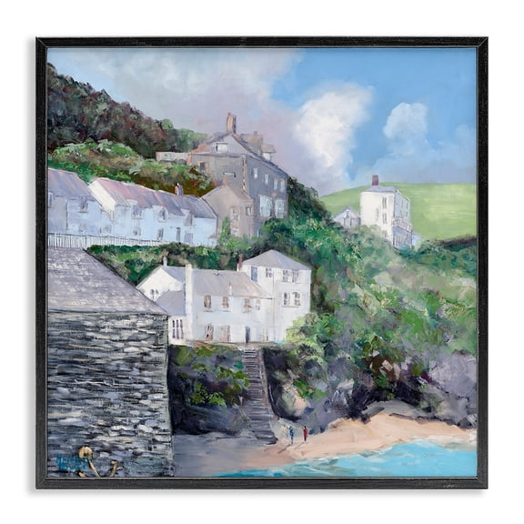 Stupell Industries Coastal Coastal Village Beach Black Framed Giclee Art, 12 x 12, by Meredith Howse