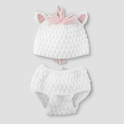 Baby Girls' Unicorn Hat & Diaper Cover Set - Cloud Island™