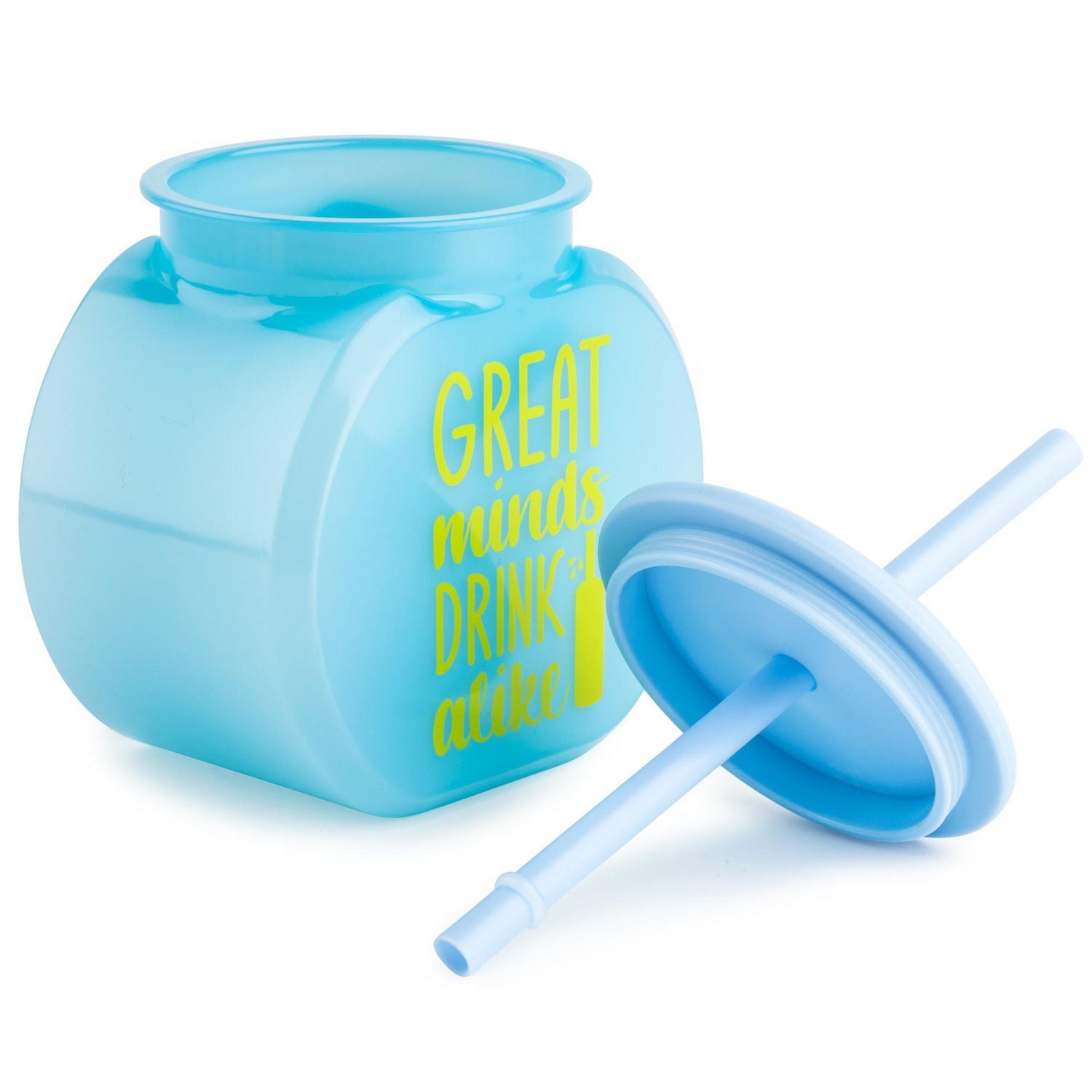 Mainstays Sip 40 OZ Fishbowl Tumbler with Lid and Straw, Blue