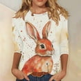 thumbnail image 2 of Womens Blouses Dressy,Women Easter Shirts 2025 Cute Rabbit Bunny Pullovers Religious Tunic Blouse Funny Egg Graphic Tees 3/4 Length Sleeve Tops, 2 of 5