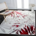 thumbnail image 2 of SAFAVIEH Skyler Bosworth Leaves Area Rug, Grey/Red, 3' x 5', 2 of 8
