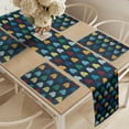 thumbnail image 2 of Ambesonne Cars Table Runner & Placemats, Mini Retro Vehicle on Road, Placemat 4 pcs + Runner 14"x72", Dark Blue Aqua Mustard, 2 of 2