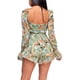 thumbnail image 3 of TRKIYQC Mono sexy con cuello cuadrado y espalda descubierta para mujer, mono de manga larga con vendaje de flores a la moda, cintura alta TRKIYQC moda, 3 of 9