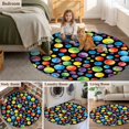 thumbnail image 5 of Colorful Polka Dot Round Area Rug 3Ft Washable Small Circle Rugs for Kitchen Entryway, Cartoon Watercolor Graffiti Black Non-Slip Carpet Floor Mats Indoor Outdoor Carpet Runner Aesthetic Home Decor, 5 of 8