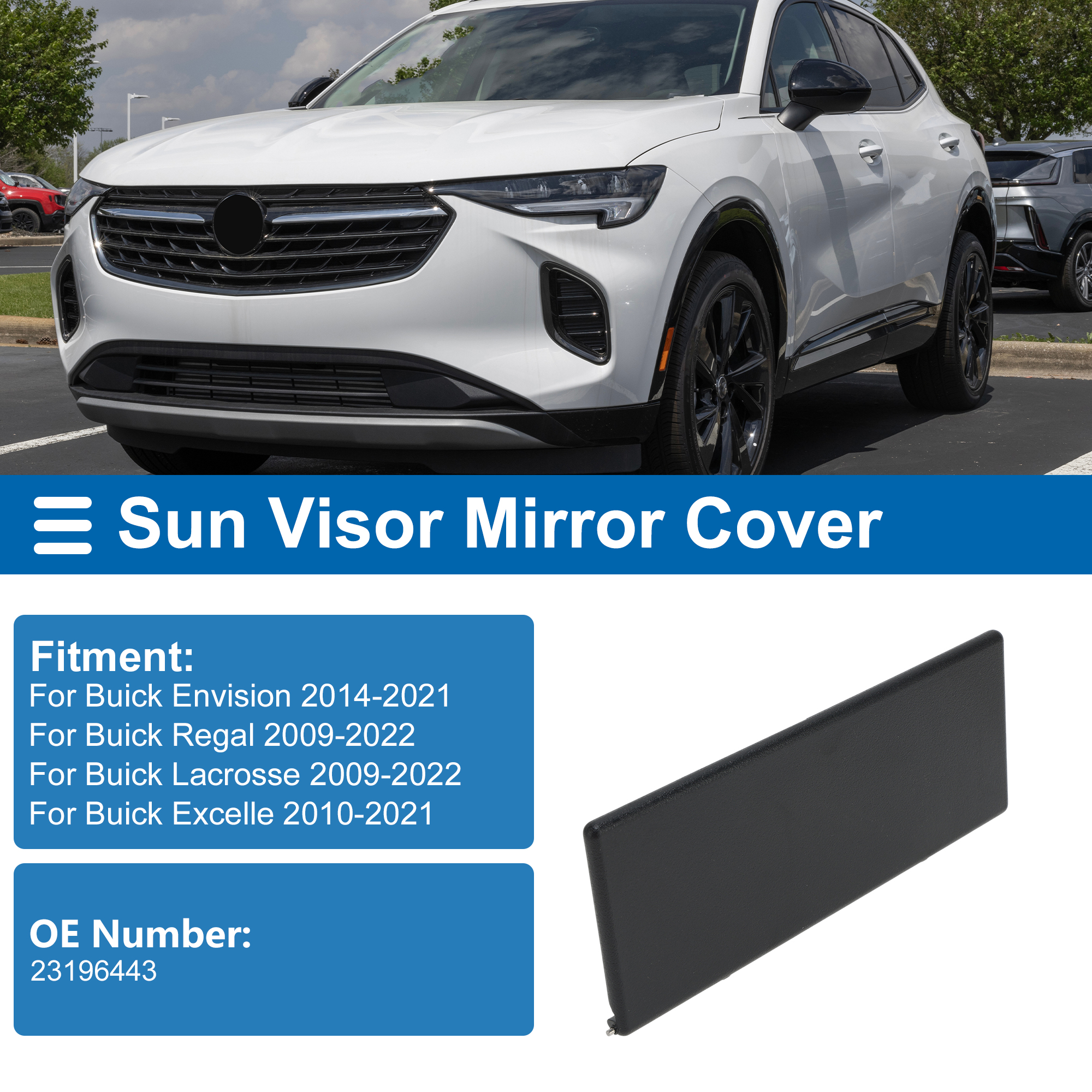 Unique Bargains Sun Visor Mirror Cover for Buick Envision Regal Lacrosse Excelle Black