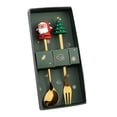 thumbnail image 4 of Juego de cuchara y tenedor navideños, cucharas de postre, cuchara de café con caja de regalo creativa Santa y árbol redondo, 4 of 9