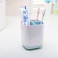 thumbnail image 3 of Compartimentos de soporte de cepillo de eléctrico de plástico multifunción, maquinilla de afeitar para pasta de , organizador de maquil Pequeño azul claro Macarena titular de pasta de dientes, 3 of 8