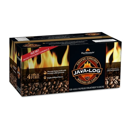 Pine Mountain Java-log Firelog, 4-Hour Burn Time, Recycled Coffee Grounds, 4