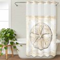 thumbnail image 3 of Sand Dollar Coastal No Hook Shower Curtain Waterproof, Bathroom Curtains with Snap in Liners and See Through Top Window, Summer Beach Beige Ocean Hotel Style Bathtub Curtains Shower 36"Wx78"L, 3 of 8