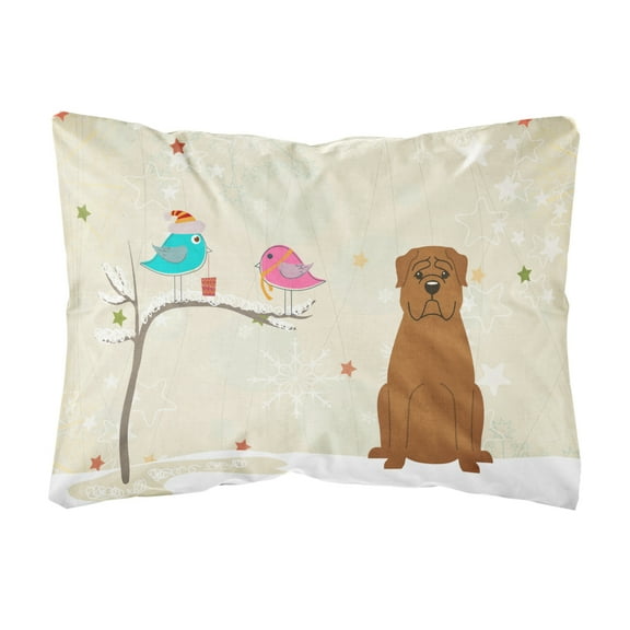 Carolines Treasures BB2545PW1216 Christmas Presents between Friends Dogue de Bourdeaux Canvas Fabric Decorative Pillow,