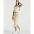 thumbnail image 6 of 3 Pack: Women's Midi Ribbed Knit Skirt With Side Slit - Stretchy Office Work Business Casual Pencil Pull-On Skirts, 6 of 6