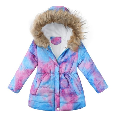 

TUOBARR Toddler Baby Tie-dyed Jacket Parkas Hoodies Tops For Kids Winter Thick Warm Coat Outwear Jackets Purple(2-13Years)