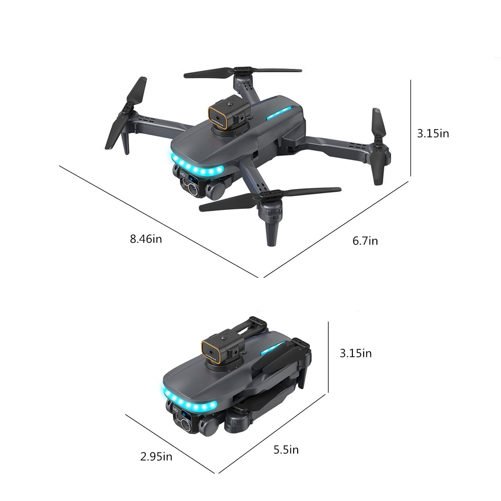 Drone with High-Definition Dual Camera, One Click Takeoff And Landing, 540°Intelligent Obstacle Avoidance Remote Control Toys Gifts for Adults