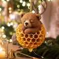 thumbnail image 6 of romoty Honey Bear Hanging Ornament, 3.15" Realistic 3D Effect Acrylic Sleeping Bear in Honeycomb for Nursery Decor, Car Mirror, Nature Themed Gift & Home Accents, 6 of 9