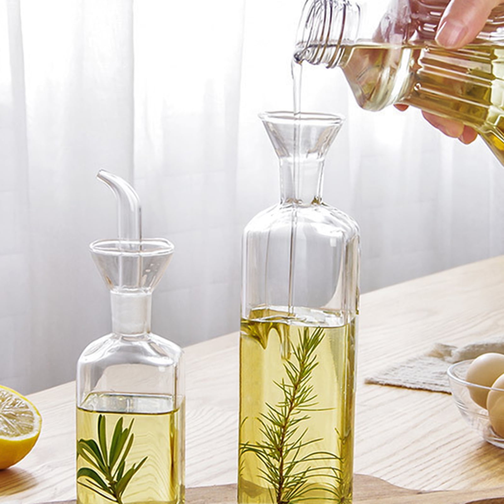 Oil Dispenser Glass Olive Oil Vinegar Bottle Soy Sauce Spout Pourer Kitchen BBQ