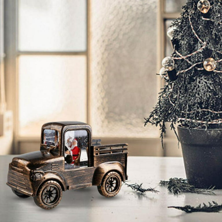 Vintage Truck Model Christmas Ornaments Car Adornments Classic Cars Desktop  Decoration Toy with Santa Claus for Home Office 