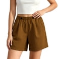 thumbnail image 5 of ITSAME Womens Plus Size Cotton Linen Shorts Elastic Waist with Pockets Summer Loose Casual Shorts Khaki Size 4XL, 5 of 6