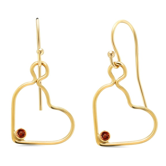Gem Stone King 0.10 Ct Round Red Garnet 14K Gold Filled Heart Earrings