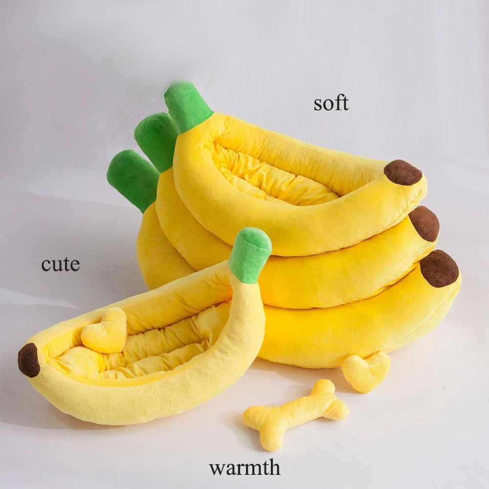 Banana Bed for Dogs, Banana Dog Bed, Pet Nest Cute Soft Washable Bananas Pet Beds with Removable Cushion