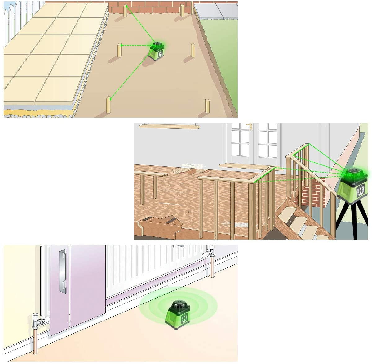 1640Ft/500M Self-Leveling Rotary Laser Level with Plumb Points, Green Rotary Laser Tool Kit with Receiver, Remote Control and Goggles