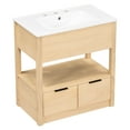 thumbnail image 5 of 30" Bathroom Vanity Sink , Solid Wood & Crafted, Ceramic Basin, Open Shelf 2 Drawers, Ornament Piece Embellishment, 5 of 7