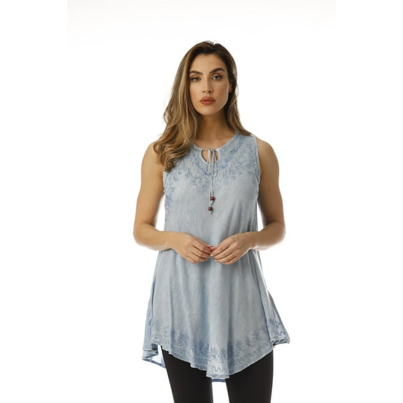 Riviera Sun Tops for Women (Light Denim, 2X)