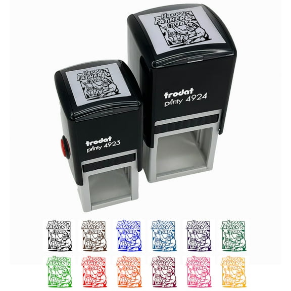 Happy Father's Day Silverback Gorilla Ape Dad Self-Inking Rubber Stamp Ink Stamper - Black Ink - Small 1 Inch