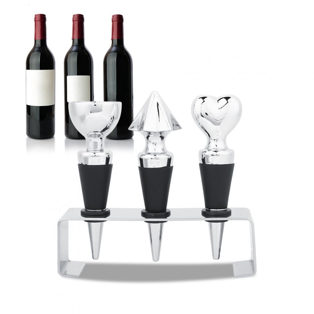 Tapón de botella de vino de aleación de aluminio, 3 piezas Tapón decorativo de botella de vino de aleación de aluminio Tapón de botella de vino de silicona Eleve su experiencia