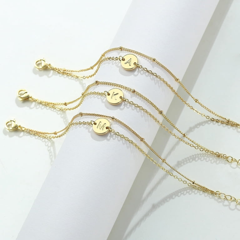 Turandoss 14K Gold Plated Initial Charm Bracelet for Women photo 6