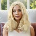 thumbnail image 2 of Unique Bargains 1 Pc Big Curly Long Hair Hair Wig High Temperature Fiber 20in Human Wig Gold Tone for Women, 2 of 6