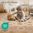 thumbnail image 4 of ODIKA 5'x7' Washable Area Rug Easy Care, Non-Shedding, Pet Friendly, Beige and Rose Floral Elegance Intricate Botanical Motif with Ornate Border for Small Living Room, Bedroom, 4 of 7