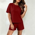 thumbnail image 3 of FAHUOMU Womens Pajamas Set 2 Piece Short Sleeve Crewneck Tops With Elastic Waist Shorts Sleepwear Soft Breathable Loungewear, 3 of 10