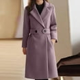 thumbnail image 5 of QUNYINEY Trench Coat Women Purple Fleece Outerwear Button Warm Long Sleeve Loose Fit Turndown Collar Womens Jackets, 5 of 5