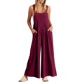 thumbnail image 1 of Gibobby pantalones siameses Overol largo para mujer, mono ajustable informal de verano para mujer(Vino， M), 1 of 4