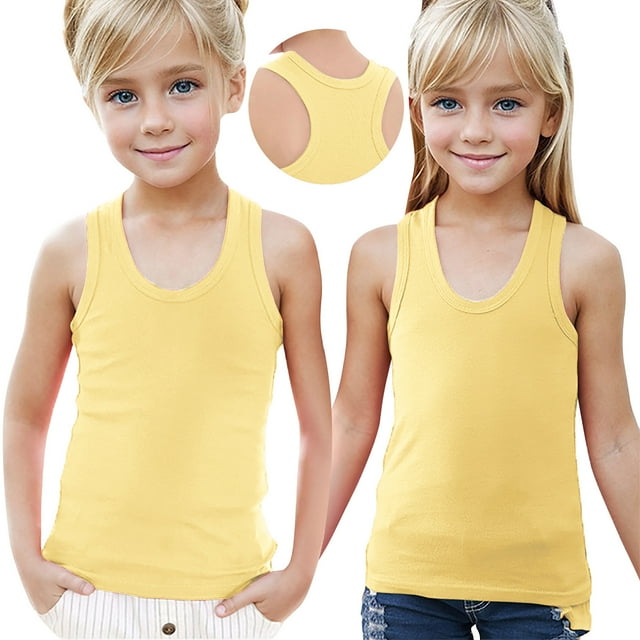 Soki Toddler Kids Boys Girls Racerback Tank Top Cute Solid Color Soft Sleeveless Bottoms Camisole