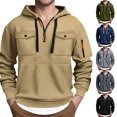 thumbnail image 4 of TOWED22 Hoodies For Men Quater Zip Up Pullover Sweatshirt Casual Workout Mens Hoodies with Pockets(AG,M), 4 of 5