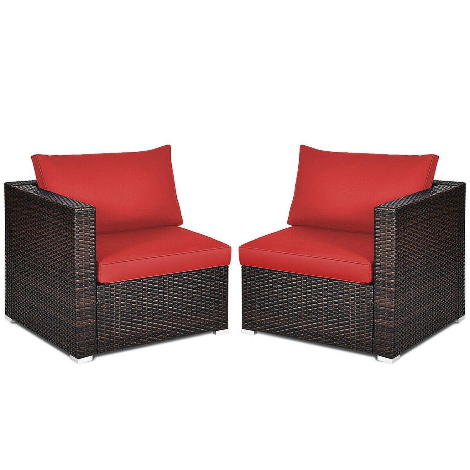 Aimee Lii 2PCS Patio Rattan Sectional Conversation Sofa Set, Outdoor Patio Set, Red Aimee Lii 2PCS Patio Rattan Sectional Conversation Sofa Set, Outdoor Patio Set, Red