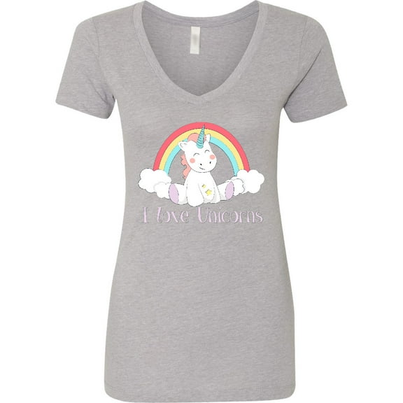 Inktastic I Love Unicorns Women's V-Neck T-Shirt