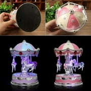 Vintage Horse Carousel Music Box Toy Light Clockwork Musical Birthday Gifts